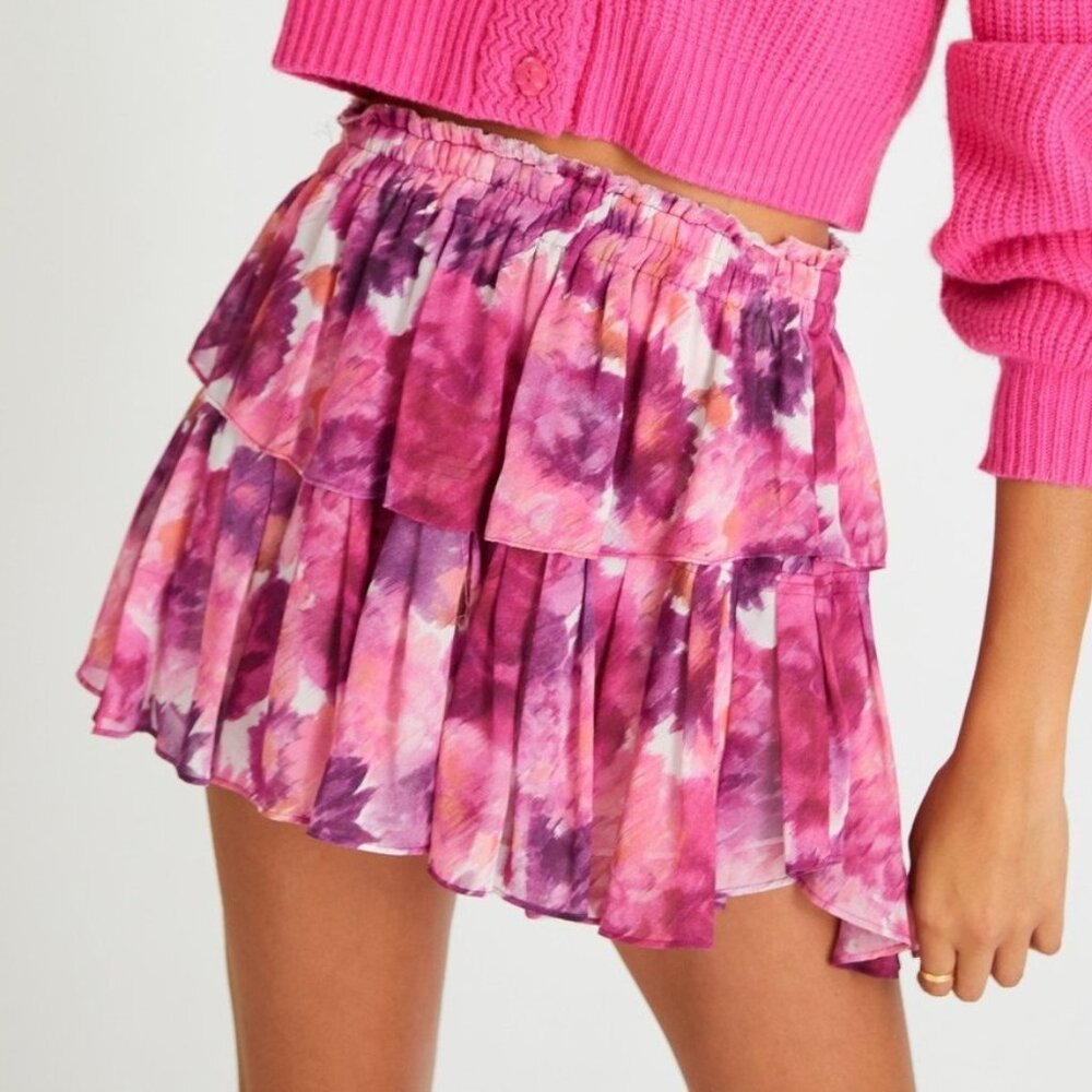 LoveShackFancy Ruffle Mini Skirt Pre-Dawn Sky Color Size XS